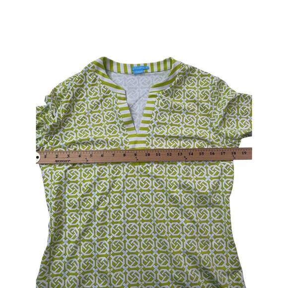 J. McLaughlin Womens Medium Geometrical Print 3/4 Sleeve Stretch Pullover Blouse - Picture 11 of 16